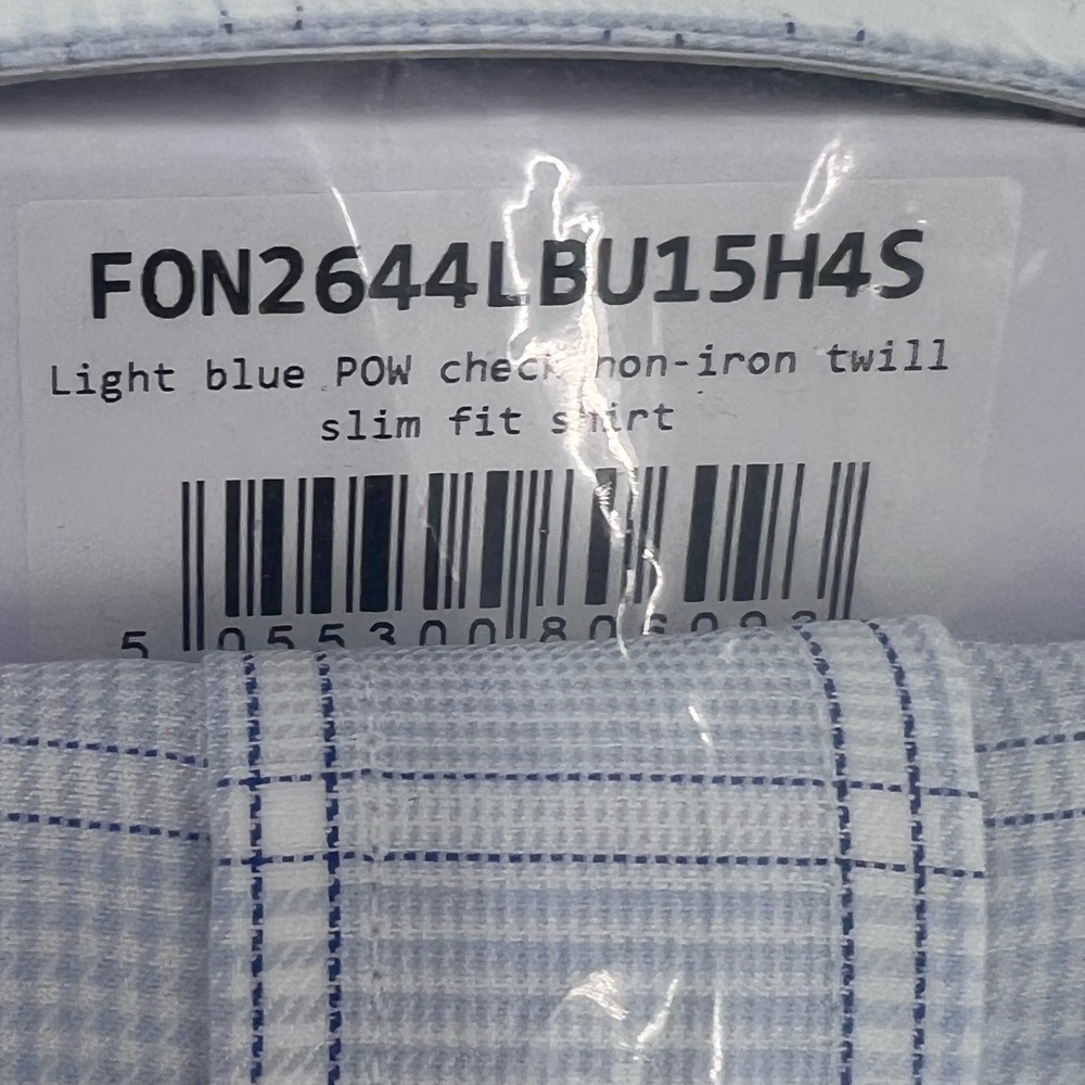Charles tyrwhitt light blue pow check no-iron twill slim fit shirt 15.5/34in - Picture 8 of 11